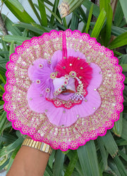 Lavender dress rani lace for Laddu gopal ji with pagdi and choli