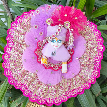 Lavender dress rani lace for Laddu gopal ji with pagdi and choli
