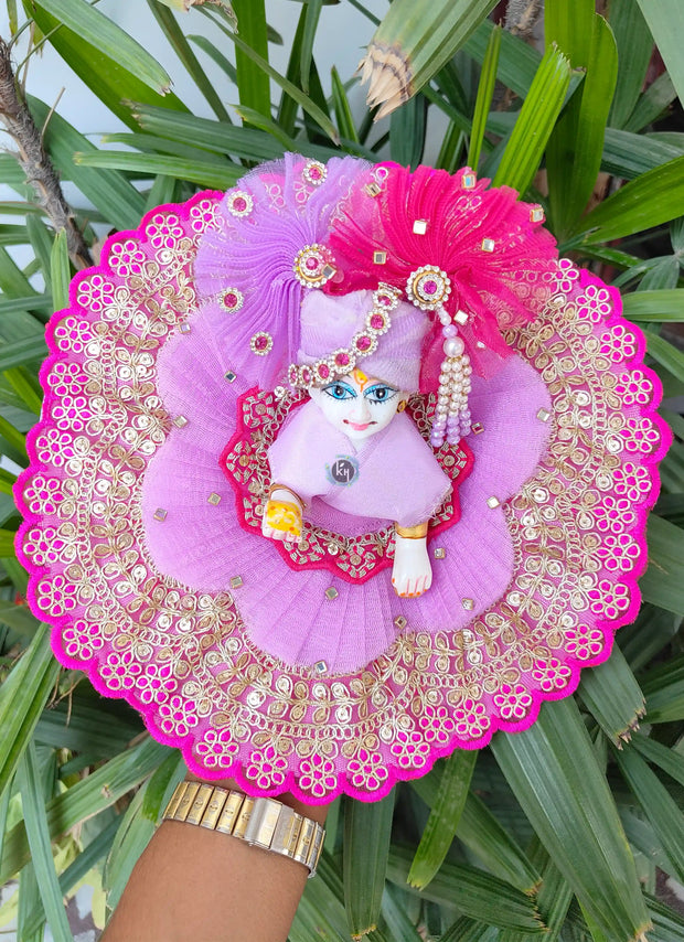 Lavender dress rani lace for Laddu gopal ji with pagdi and choli