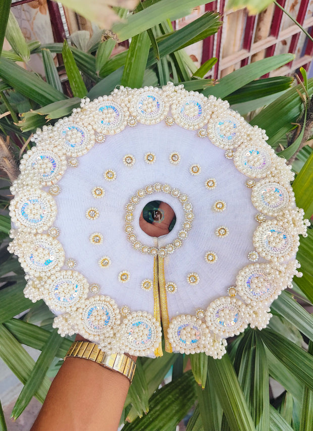 Full White Round dress for laddu ji 