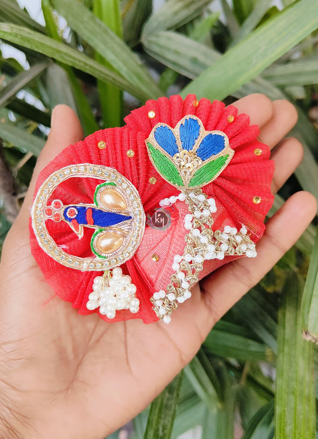 Mor patch red pagdi for laddu ji 