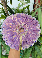 Lavender heavy net dress for laddu ji 