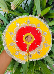 Janmashtami special yellow and red lace dress  for laddu gopal ji with pagdi and choli