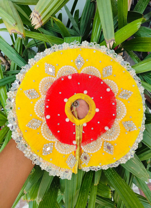 Janmashtami special yellow and red lace dress  for laddu gopal ji with pagdi and choli