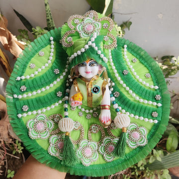 Festival special beautiful green poshak for laddu gopal ji with pagdi patka and choli