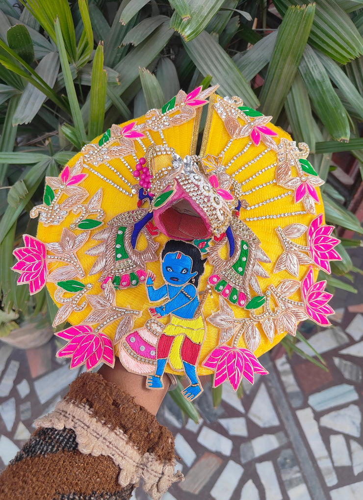 Festive special laddu patch heavy dress for laddu gopal ji with pagdi and choli