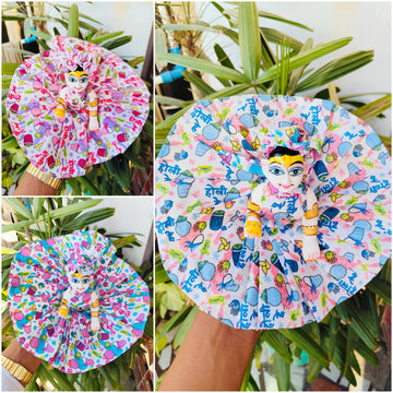 Beautiful bow cotton multicolor holi dress for laddu gopal ji pack of 3 (random color and print)