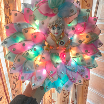 Festival special multi color patti light dress for laddu gopal ji with pagdi and choli