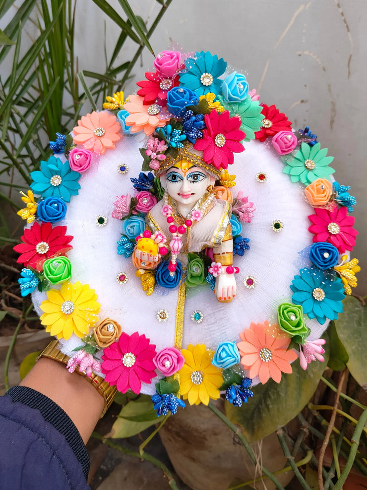 Holi flower laddu gopal dress with pagdi and choli