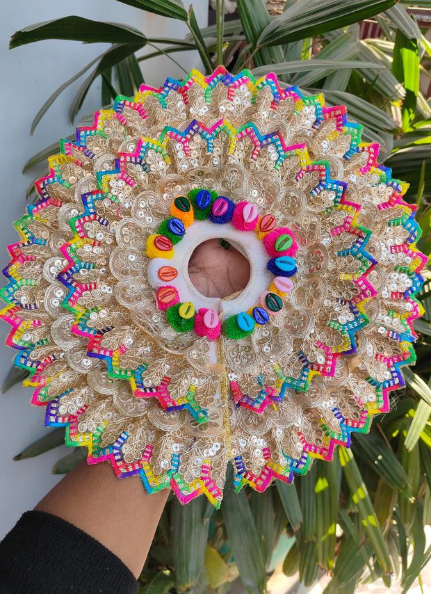 Holi special multi lace dress for laddu gopal ji with pagdi and choli