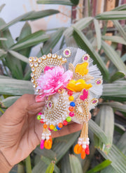 Holi special multicolour heavy dress for laddu gopal with pagdi and choli