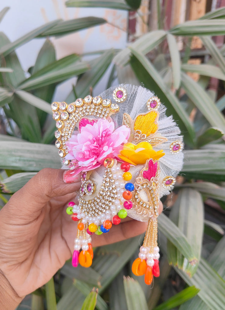 Holi special multicolour heavy dress for laddu gopal with pagdi and choli