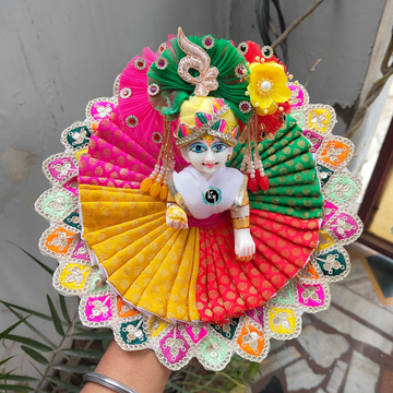 Multi colour brocade poshak for laddu gopal ji with pagdi and choli