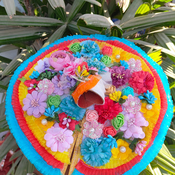 Holi special multicolour floral dress for laddu gopal ji with pagdi and choli