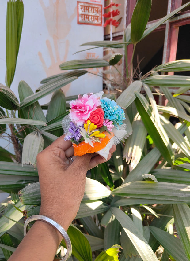 Holi special multicolour floral dress for laddu gopal ji with pagdi and choli