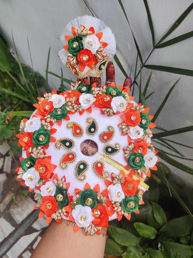 Tiranga republic day special heavy dress for laddu gopal ji with pagdi and choli