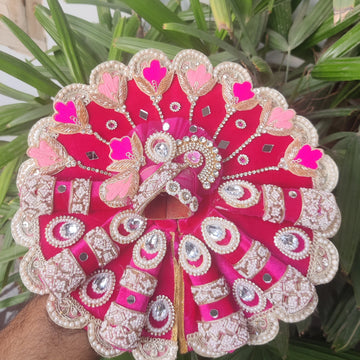 Rani color heavy shaneel dress for laddu gopal ji with pagdi and choli
