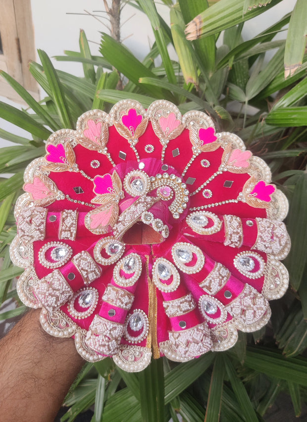 Rani color heavy shaneel dress for laddu gopal ji with pagdi and choli