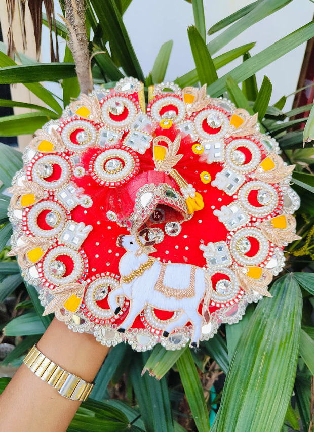 Cow Patch red dress for laddu ji