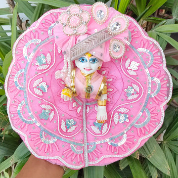 Kolkata cute pink heavy dress for laddu gopal ji with pagdi choli and patka
