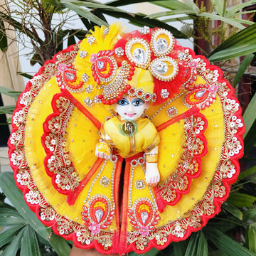 Yellow color wings janmashtmi special dress for laddu ji with pagdi and choli