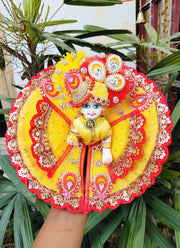 Yellow color wings janmashtmi special dress for laddu ji with pagdi and choli