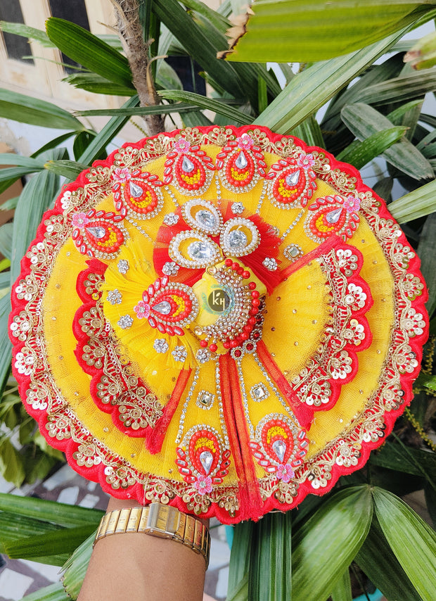 Yellow color wings janmashtmi special dress for laddu ji with pagdi and choli