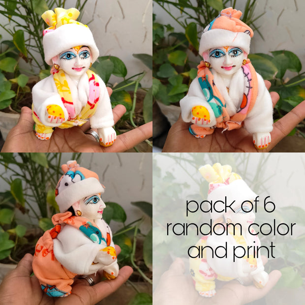 Laddu gopal jump suit for winter pack of 6 (RANDOM PRINT AND COLOUR)