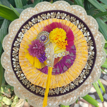 Brocade fabric pretty color poshak for laddu gopal ji with pagdi and choli