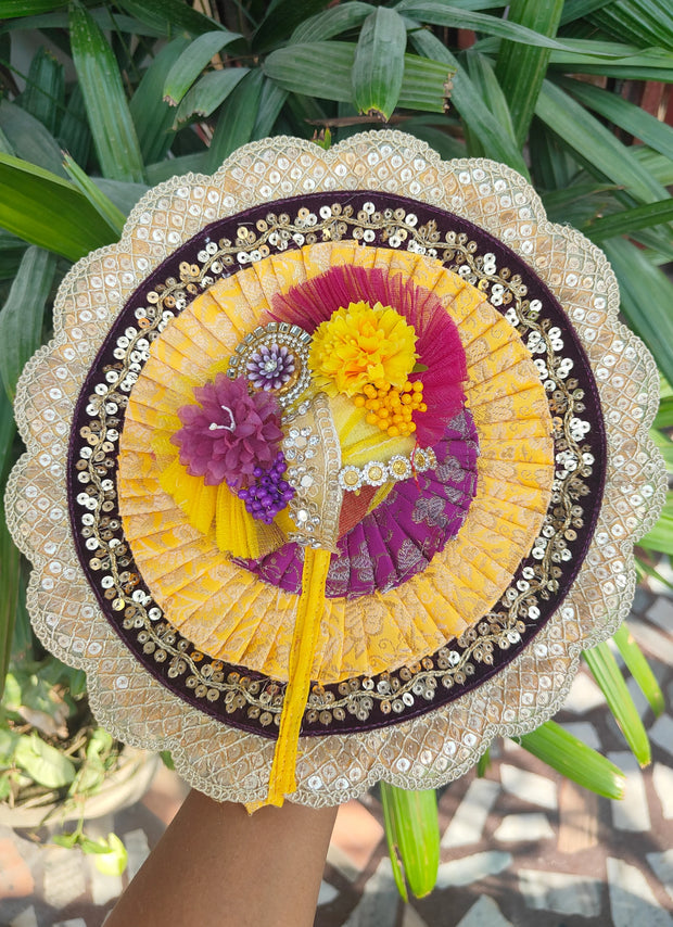 Brocade fabric pretty color poshak for laddu gopal ji with pagdi and choli