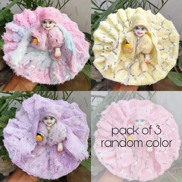 Laddu gopal topi muffler woolen furr washable dress special for winter pack of 3 - (random color)