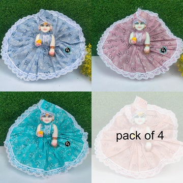 Summer cotton lace dress for laddu gopal pack of 4