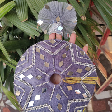 Grey mirror heavy laddu gopal dress with pagdi - Bell bottom