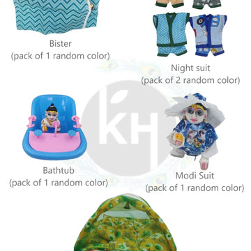 Bister, modi suit, bathtub, night suit & mosquito net combo for laddu gopal ji - Bell bottom