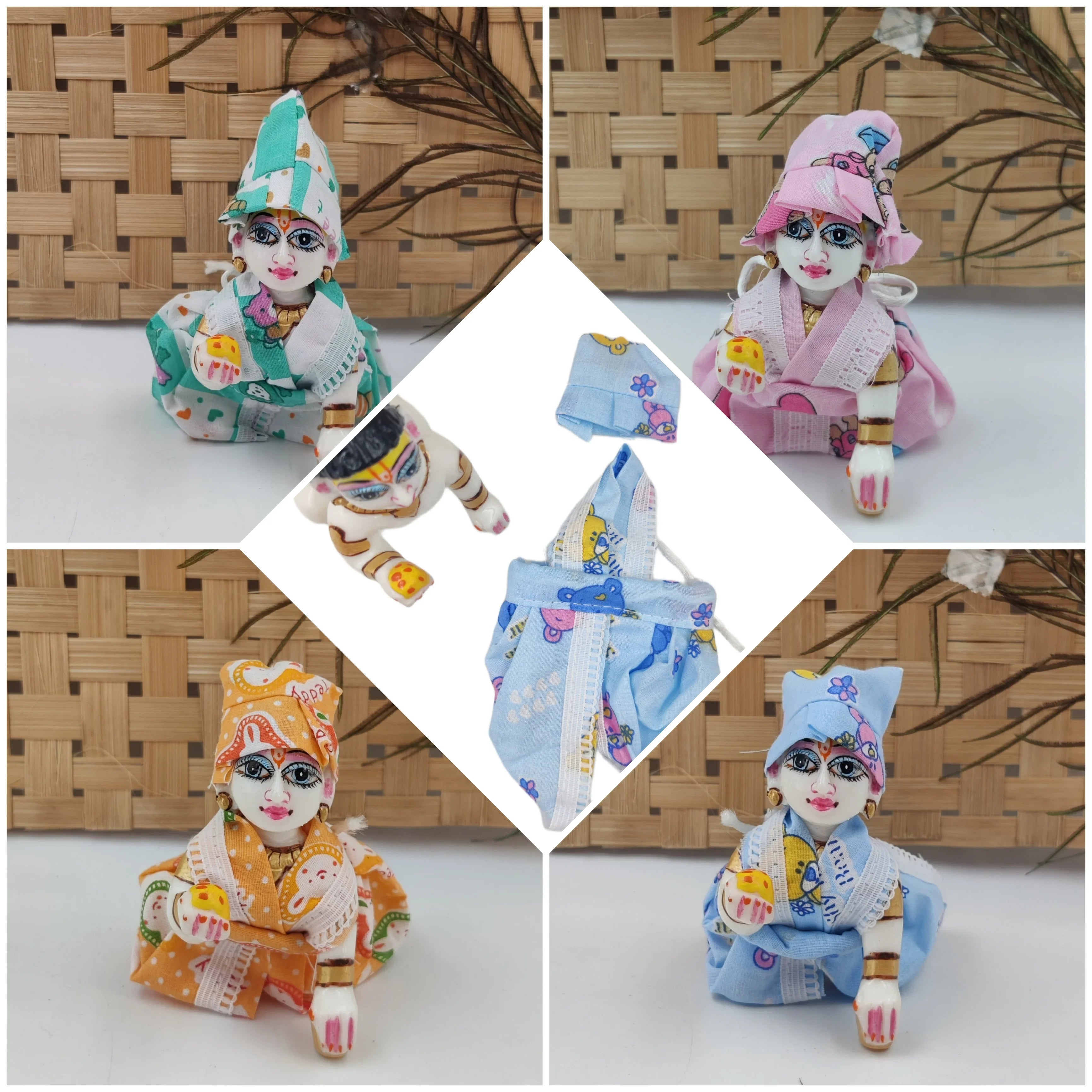 Laddu gopal dhoti kurta for summer pack of 4 RANDOM PRINT AND COLOUR Bell bottom