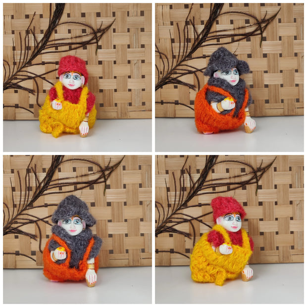 Laddu gopal wool jump suit for winter pack of 4 (RANDOM PRINT AND COLOUR) - Bell bottom