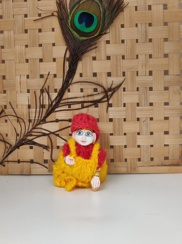 Laddu gopal wool jump suit for winter pack of 4 (RANDOM PRINT AND COLOUR) - Bell bottom