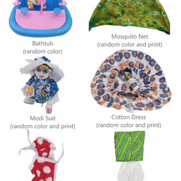 Bathtub, Mosquito net, Dangri Suit, Modi suit, Cotton dress & Dhotti kurta Combo for laddu gopal ji - Bell bottom