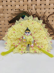 Moti net heavy yellow laddu gopal dress for summer - Bell bottom