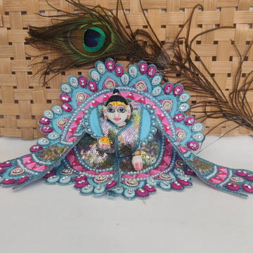 Multi kodhi design embroidery blue laddu gopal dress - Bell bottom