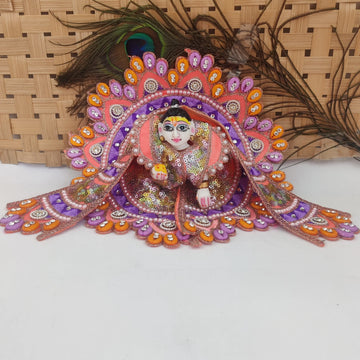 Multi kodhi design embroidery orange laddu gopal dress - Bell bottom