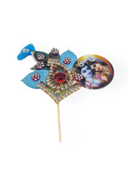 Pearl Morpankh Kalangi with Attached Pin for Laddu Gopal, Krishna ji Mukut & Pagdi Use - Random color - Bell bottom