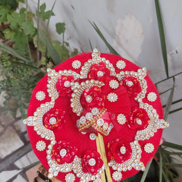 Red haar bhandej flower laddu gopal dress - Bell bottom