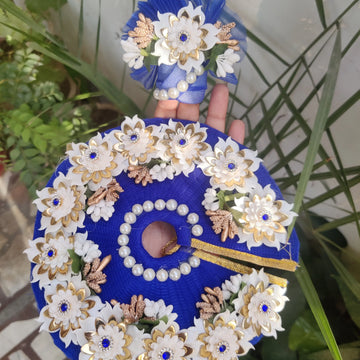 Royal blue floral laddu gopal dress for all occasions - Bell bottom