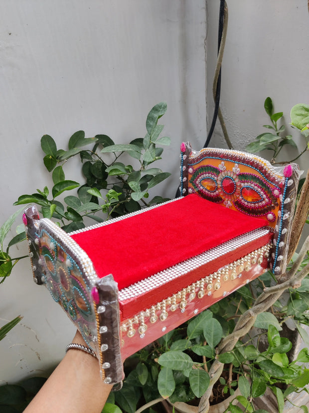 Side open wooden bed for laddu gopal ji - Bell bottom