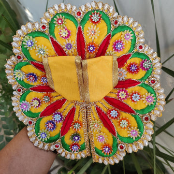 Thread work heavy flower laddu gopal dress - Bell bottom