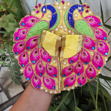 Thread work heavy mor laddu gopal dress - Bell bottom
