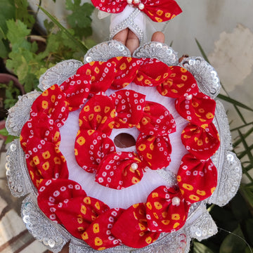 White bhandej patti heavy laddu gopal dress with pagdi - Bell bottom