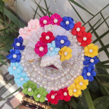 White heavy stone laddu gopal dress - Bell bottom