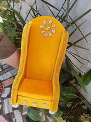 yellow fancy high back maharaja royal chair for laddu gopal ji - Bell bottom